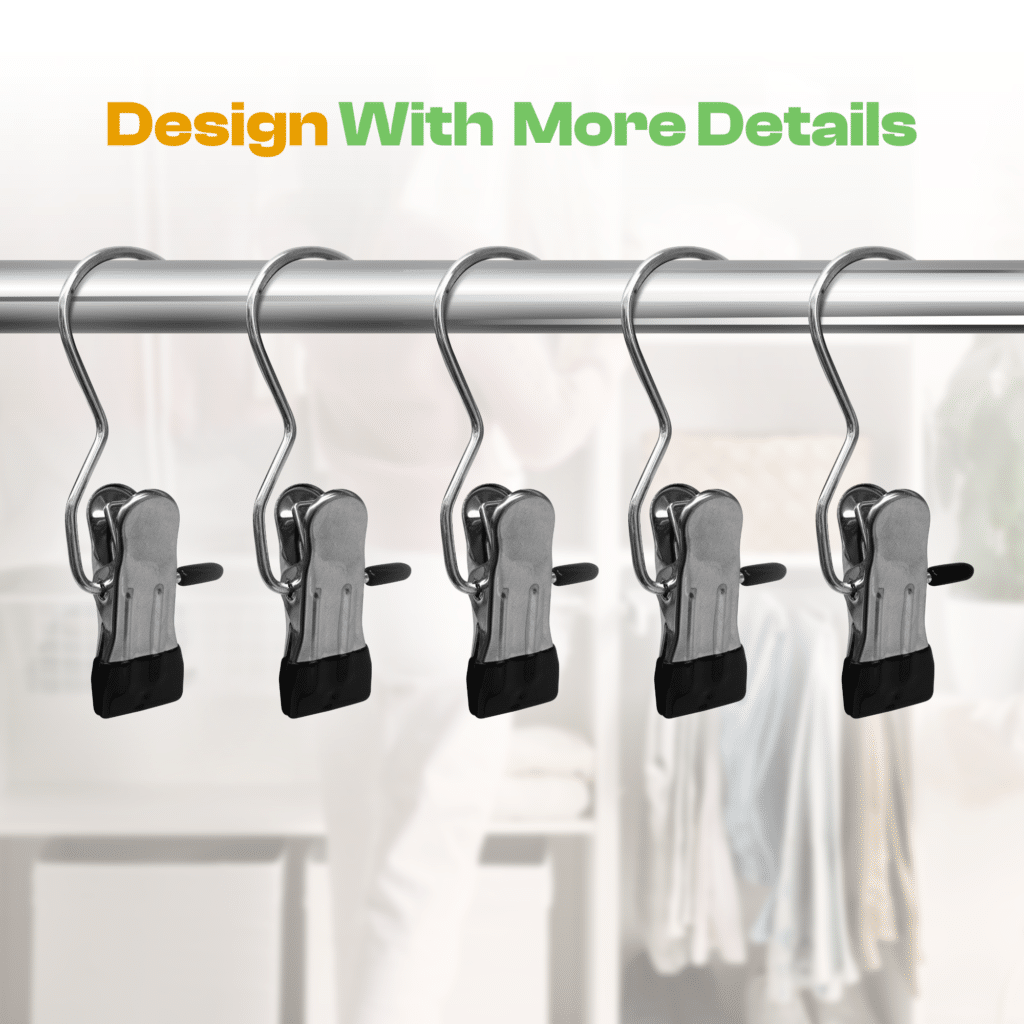 Hanger Clip Set - 5 Pieces Stainless Steel Hanger Clips