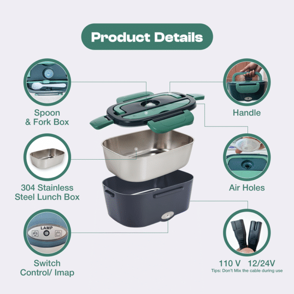 Electric Lunch Box - Tiffin Box with Mini Oven - Durable & Premium Quality - Image 3
