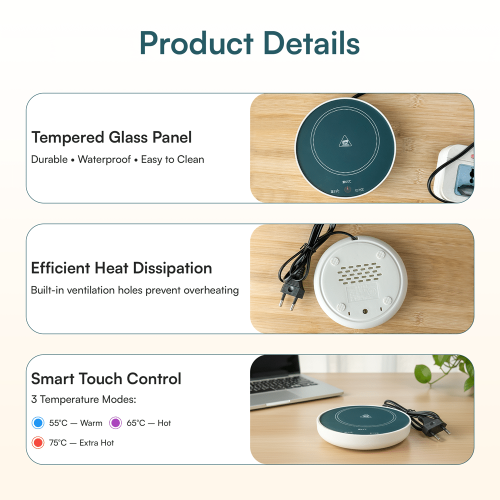 Mug Warmer for Coffee, Tea and Drinks - 3 Temperatures - Image 2